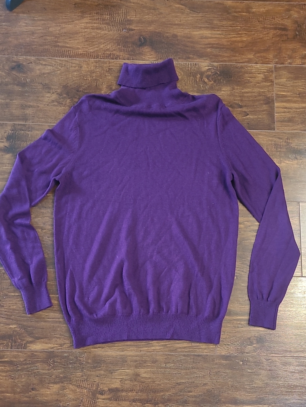 Moda International Silk Cashmere Purple Turtleneck Sweater Women's Classic Knit